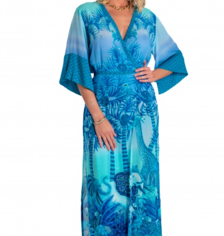 KIMONO MUSSOLA DI VISCOSA PALM PARADISE PIN UP STARS