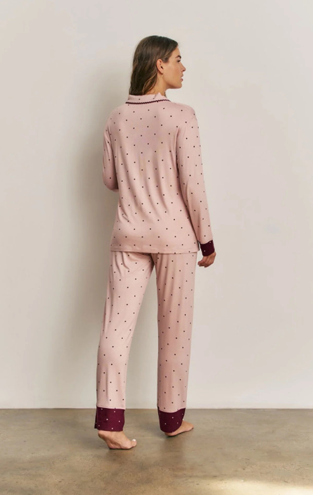 Pigiama Promise in Viscosa – Pois Bordeaux