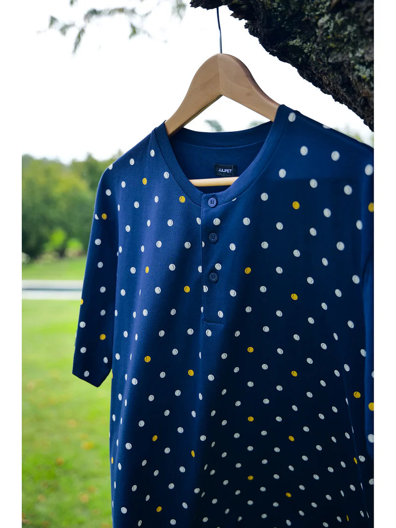 Pigiama corto in leggerissimo jersey 100% cotone, fantasia "tennis" Julipet