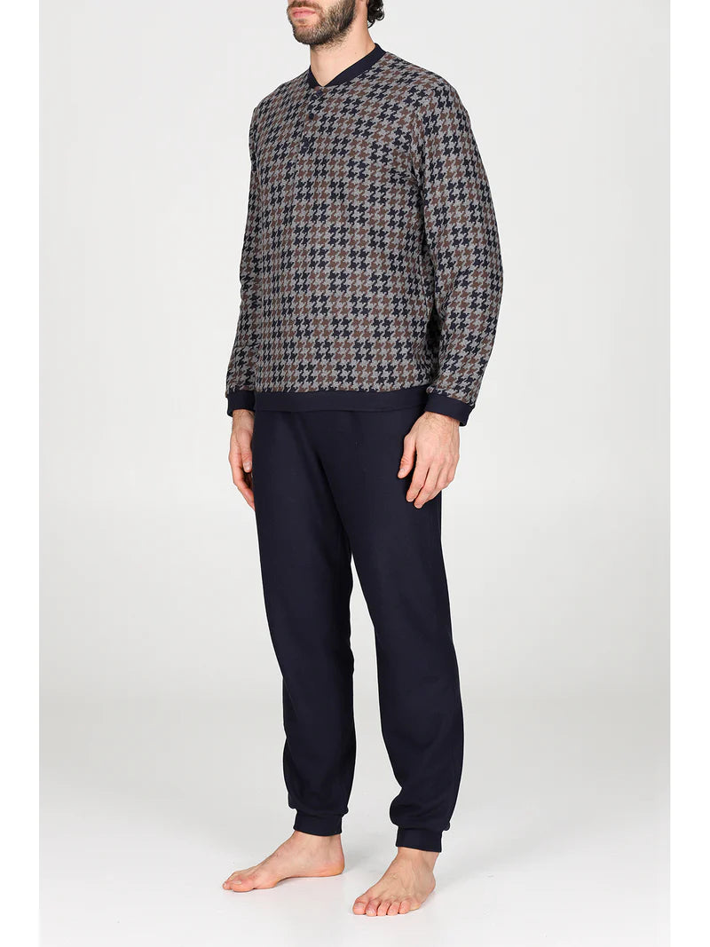 Pigiama Julipet lungo uomo in jacquard di cotone
