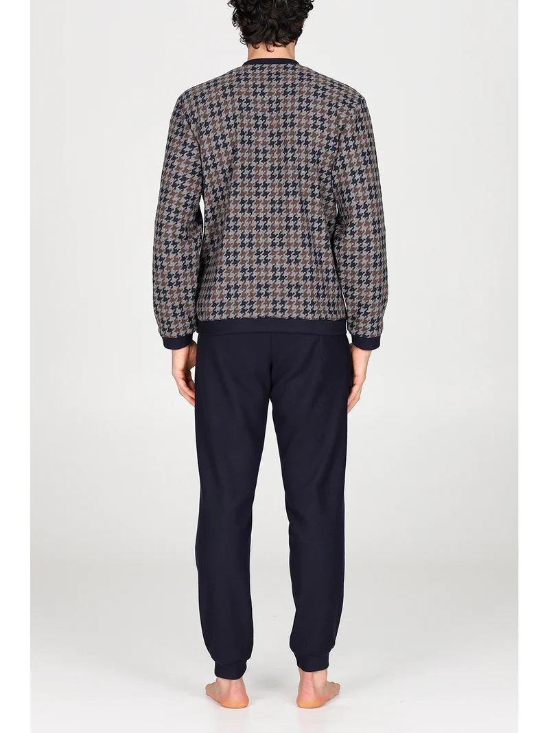 Pigiama Julipet lungo uomo in jacquard di cotone