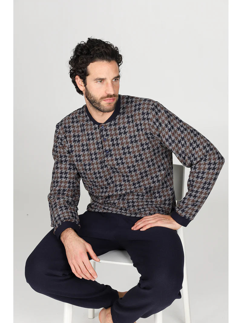 Pigiama Julipet lungo uomo in jacquard di cotone