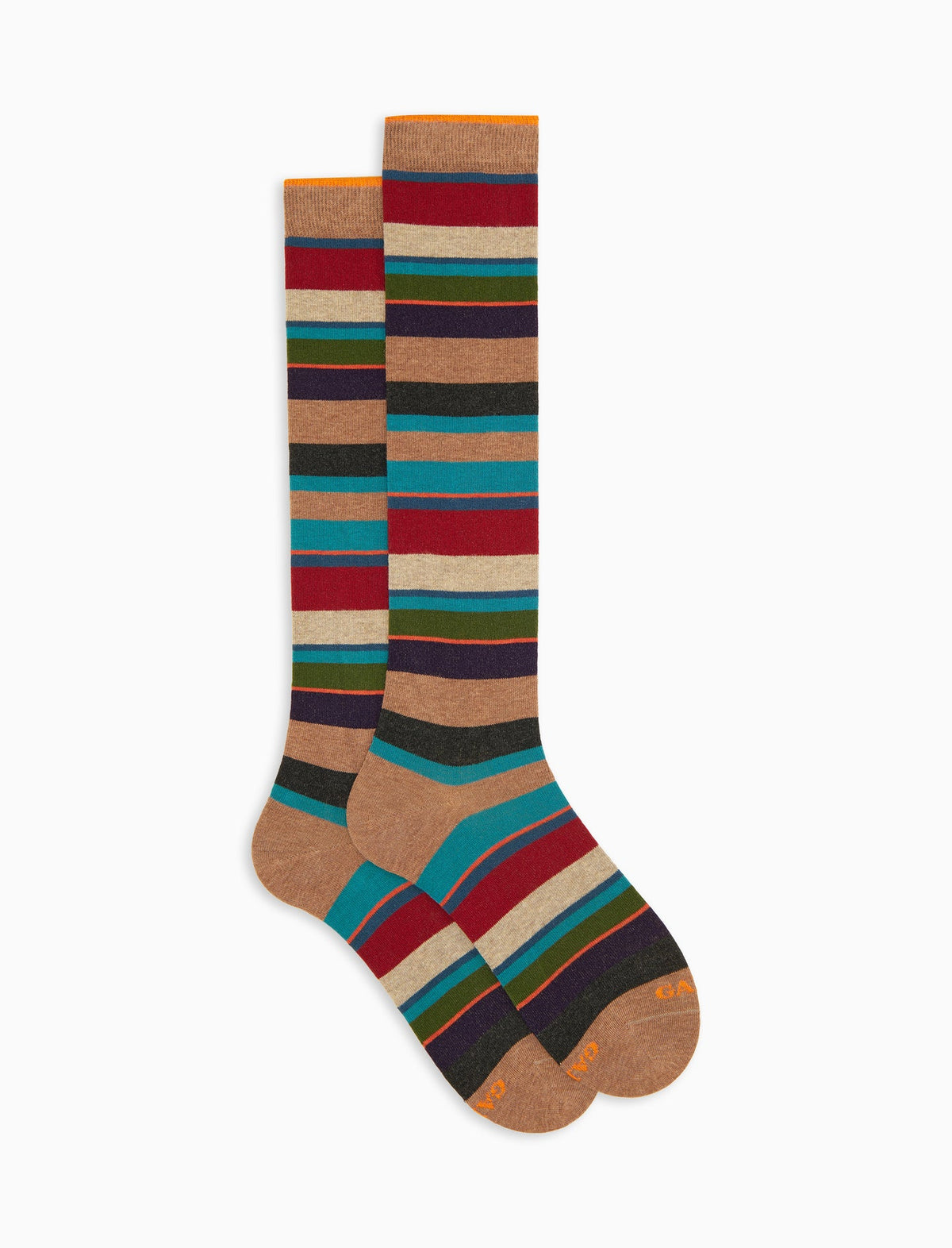 Calze lunghe uomo cotone caldo blu righe multicolor