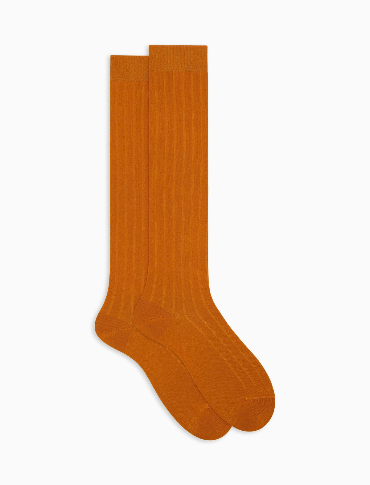 Calze lunghe uomo cotone giallo tinta unita a coste