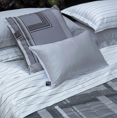 Completo letto matrimoniale in raso Carre rigato Reever