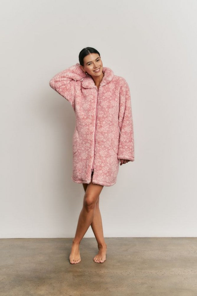 Vestaglia Promise con zip fantasia floreale