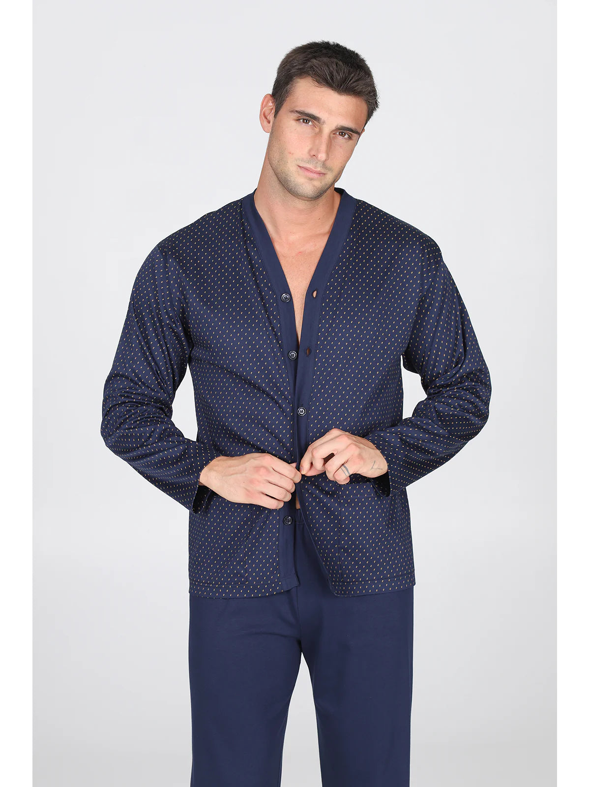 Fresco pigiama cardigan in 100% cotone Alpina
