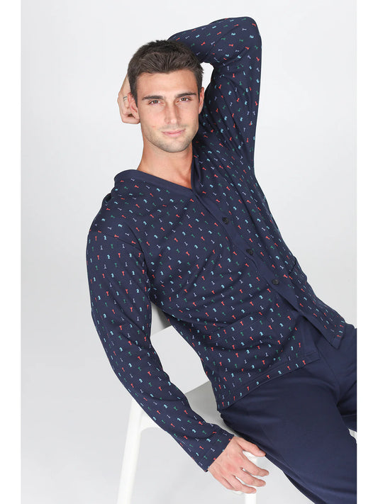 Fresco pigiama cardigan in 100% cotone Alpina