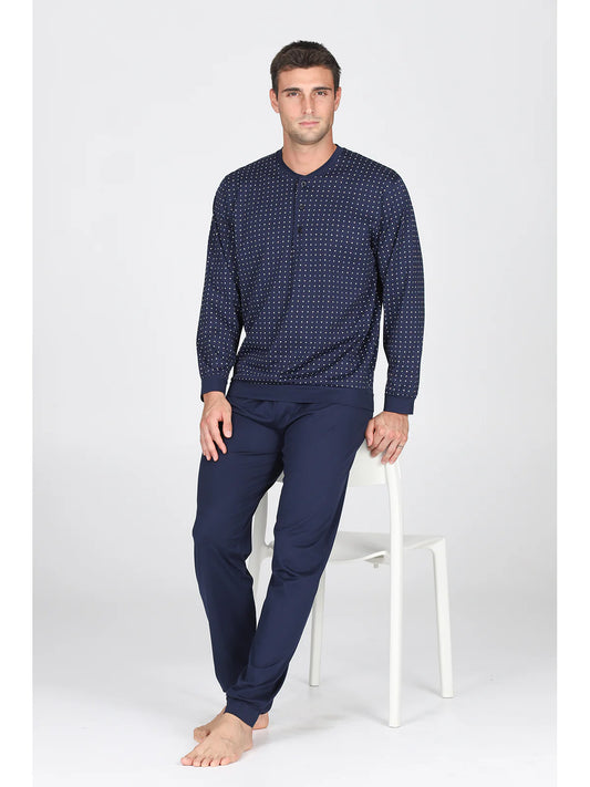 Pigiama serafino in jersey di 100% cotone Alpina