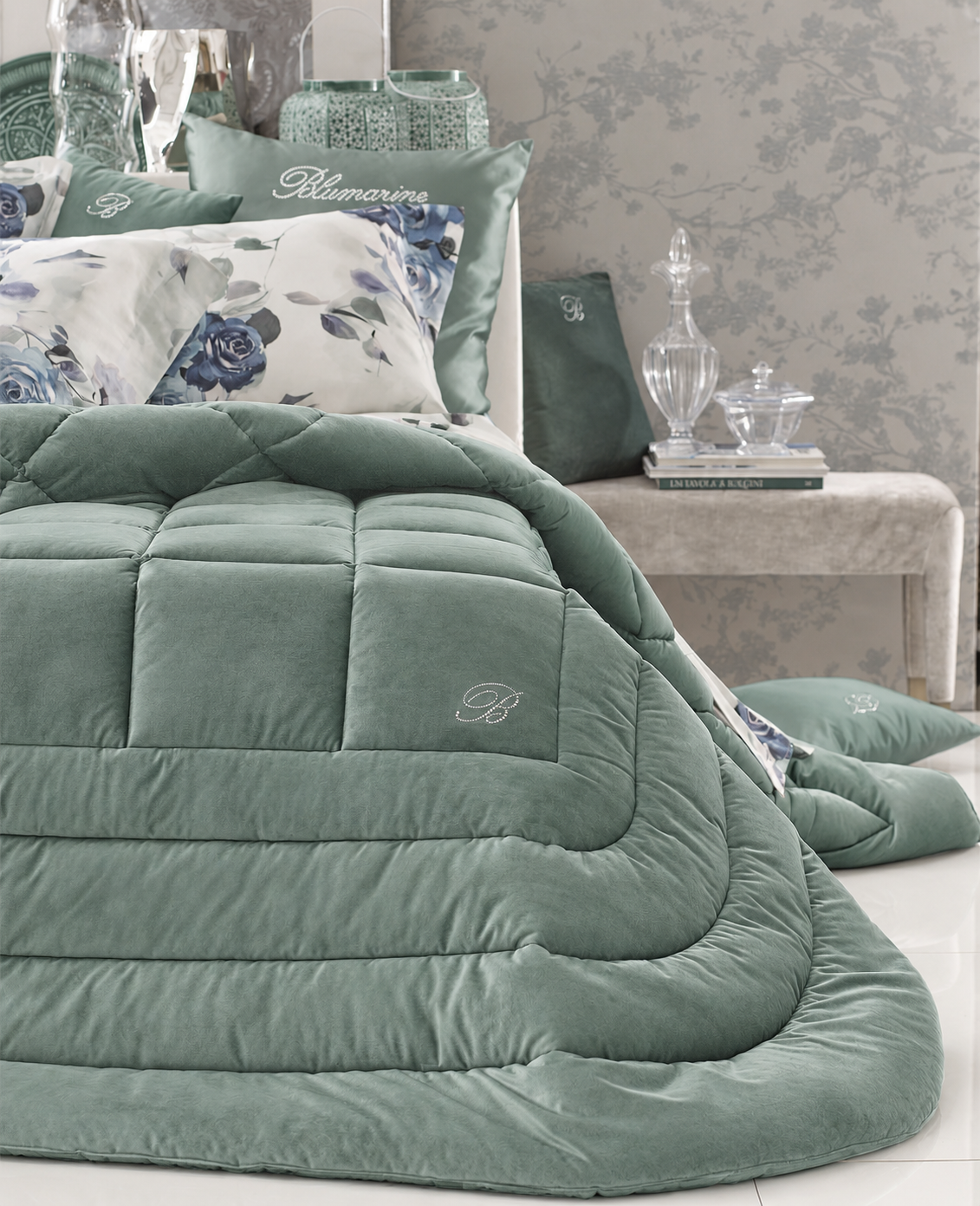 Trapunta Matrimoniale Blu Velvet Blumarine