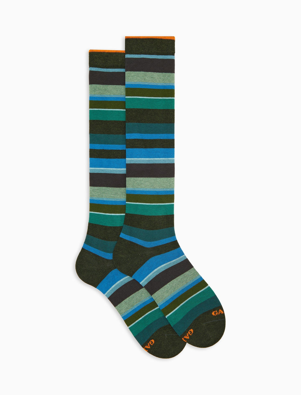 Calze lunghe uomo cotone caldo blu righe multicolor