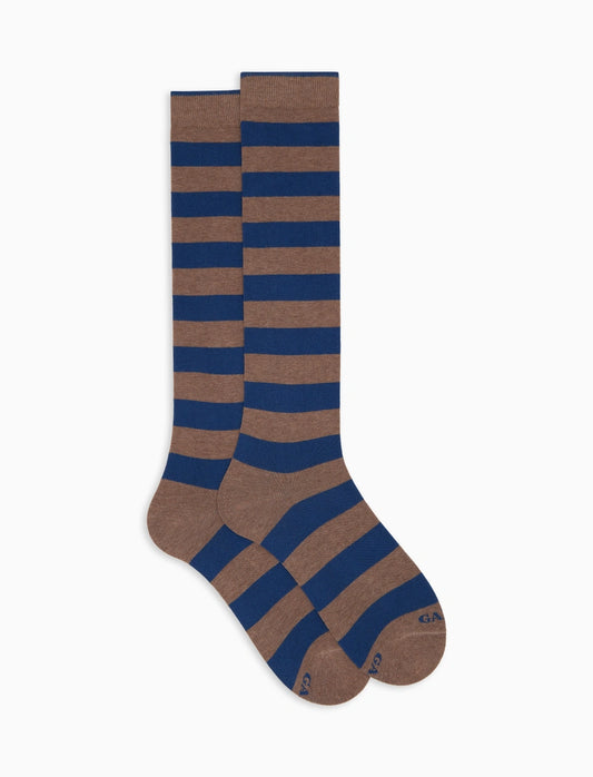 Calze lunghe uomo cotone beige righe bicolore Gallo