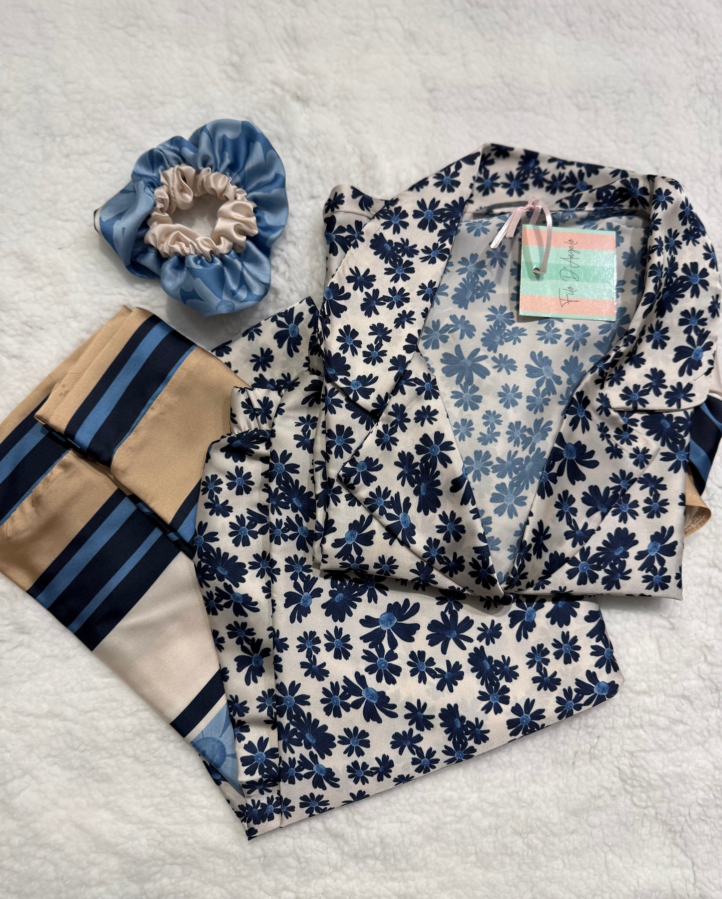 Pigiama Filo d'Angelo Fiorellino Blu