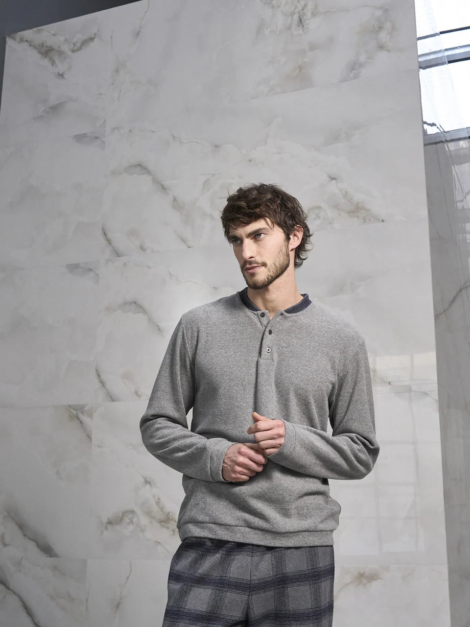 Pigiama serafino uomo Vibo Julipet  in caldo punto milano jacquard