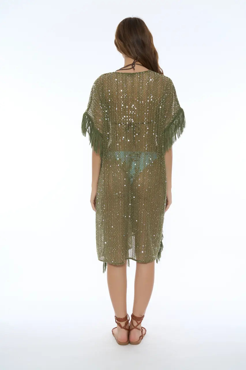 Poncho Copricostume in rete con paillettes Miss Bikini