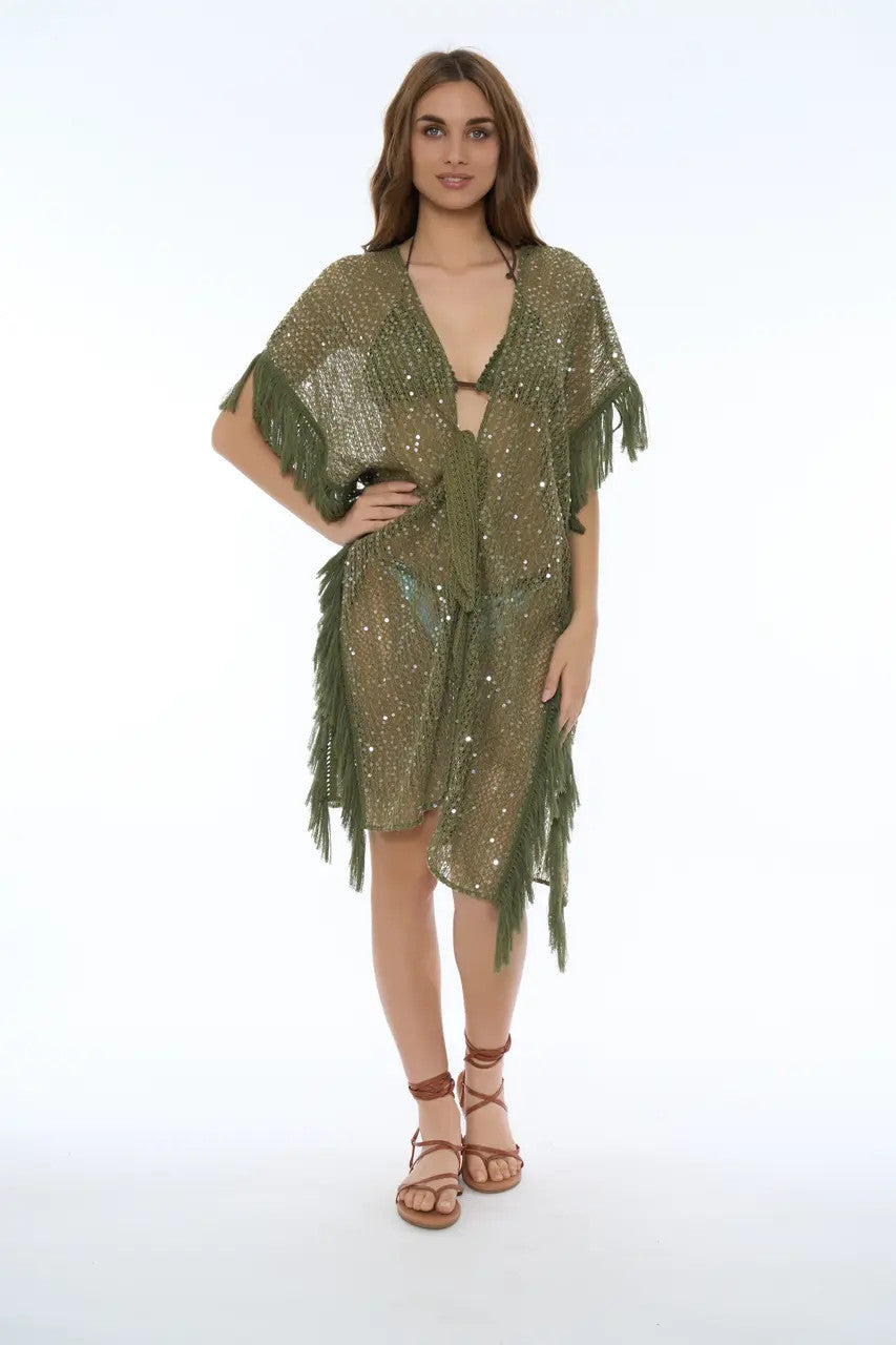 Poncho Copricostume in rete con paillettes Miss Bikini