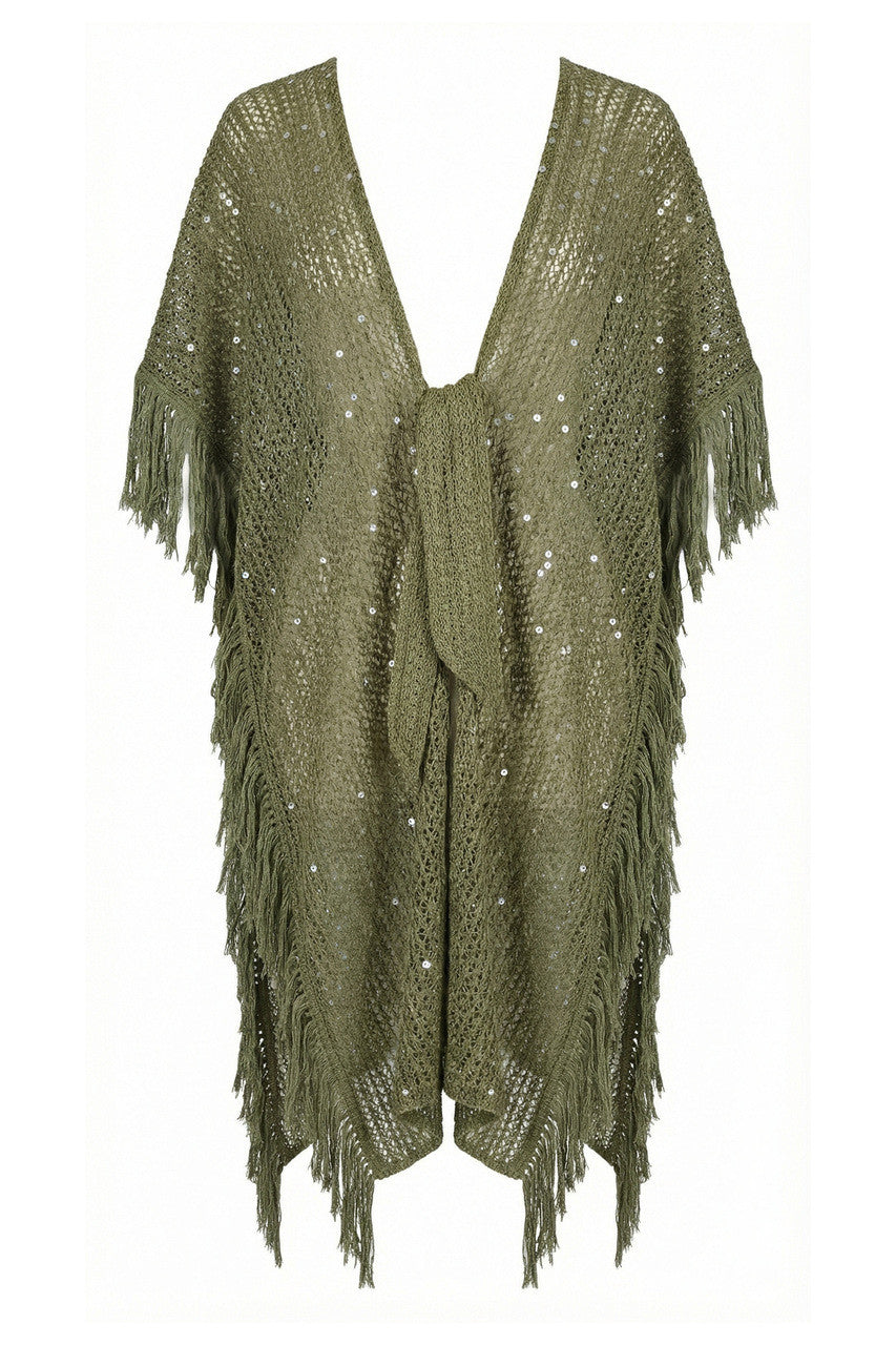 Poncho Copricostume in rete con paillettes Miss Bikini