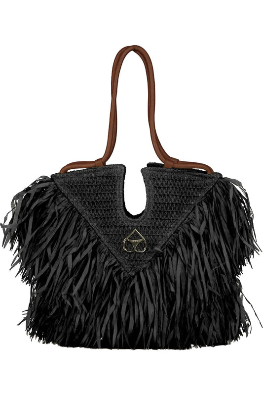 Borsa Miss Bikini in Rafia con frange e intrecci