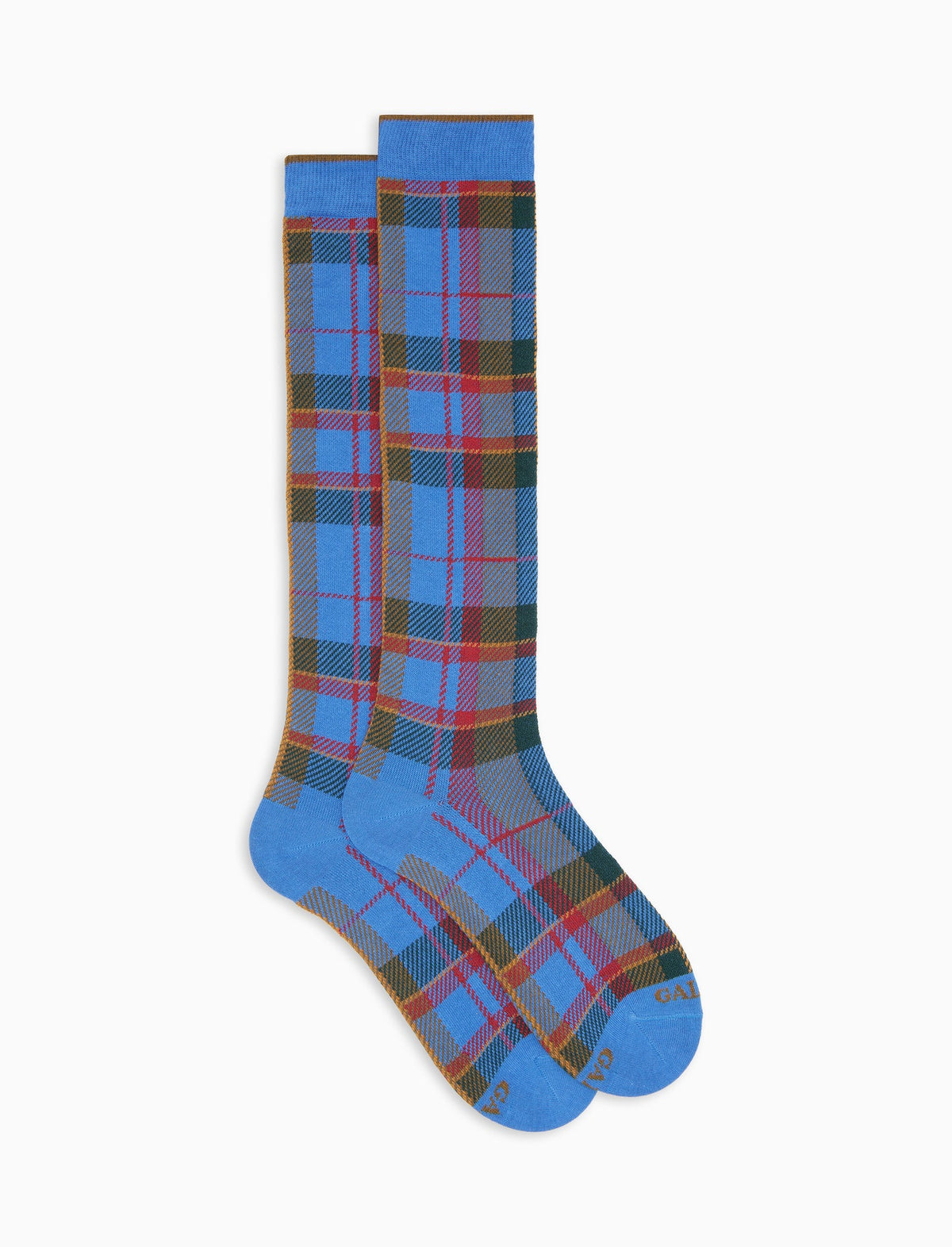 Calze lunghe uomo cotone caldo blu fantasia tartan