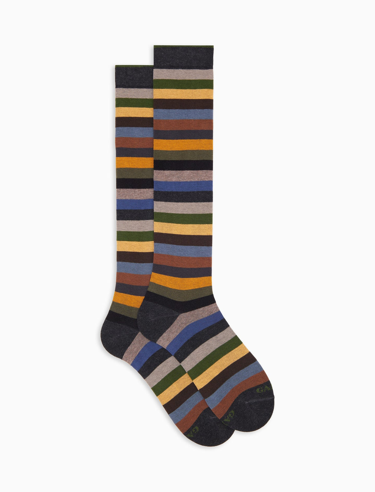 Calze lunghe uomo cotone caldo blu righe pari