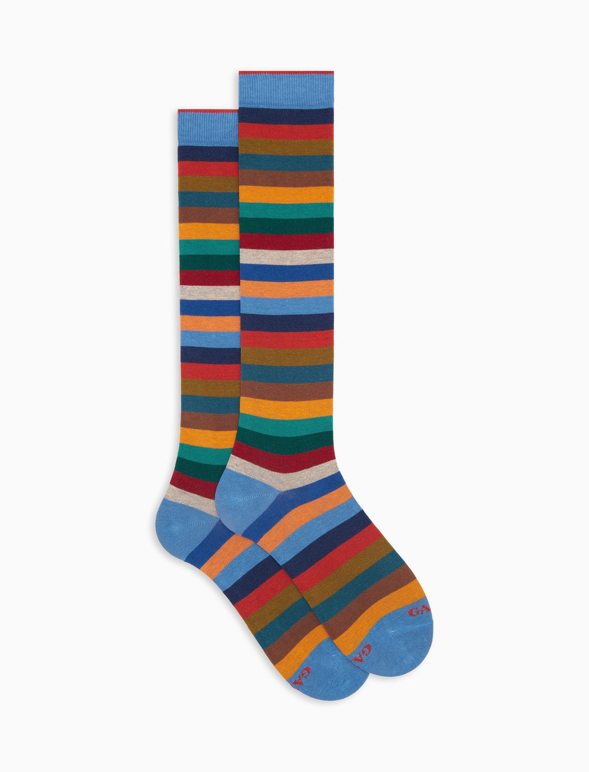 Calze lunghe uomo cotone caldo blu righe pari